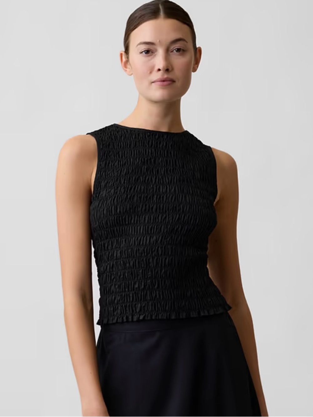 GAP Sleeveless Smocked Boatneck Top